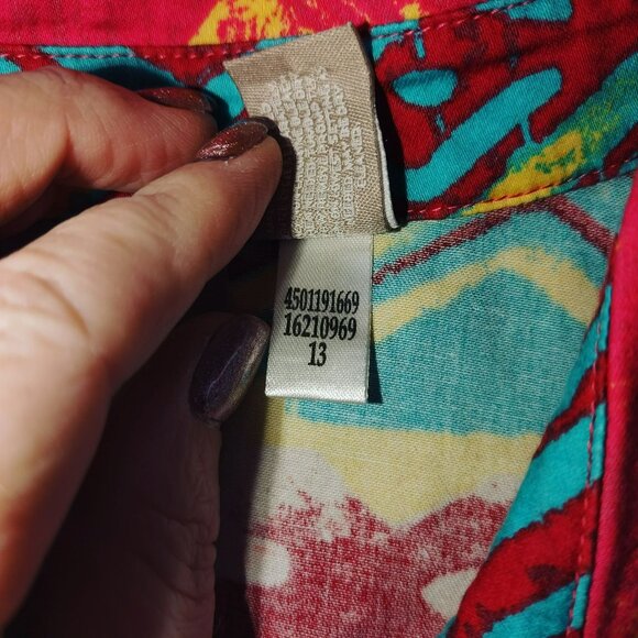 Chico's Colorful Elephant Pattern Button Down Shirt - Picture 4 of 9